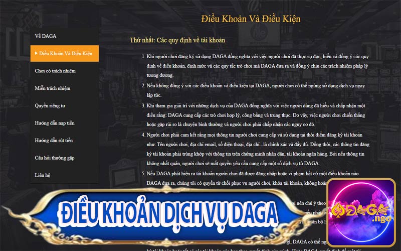 Điều Khoản Dịch Vụ Daga